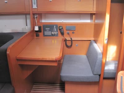 Salon of Marina, a Bavaria Cruiser 41 sailboat at Capo d'Orlando, Italy