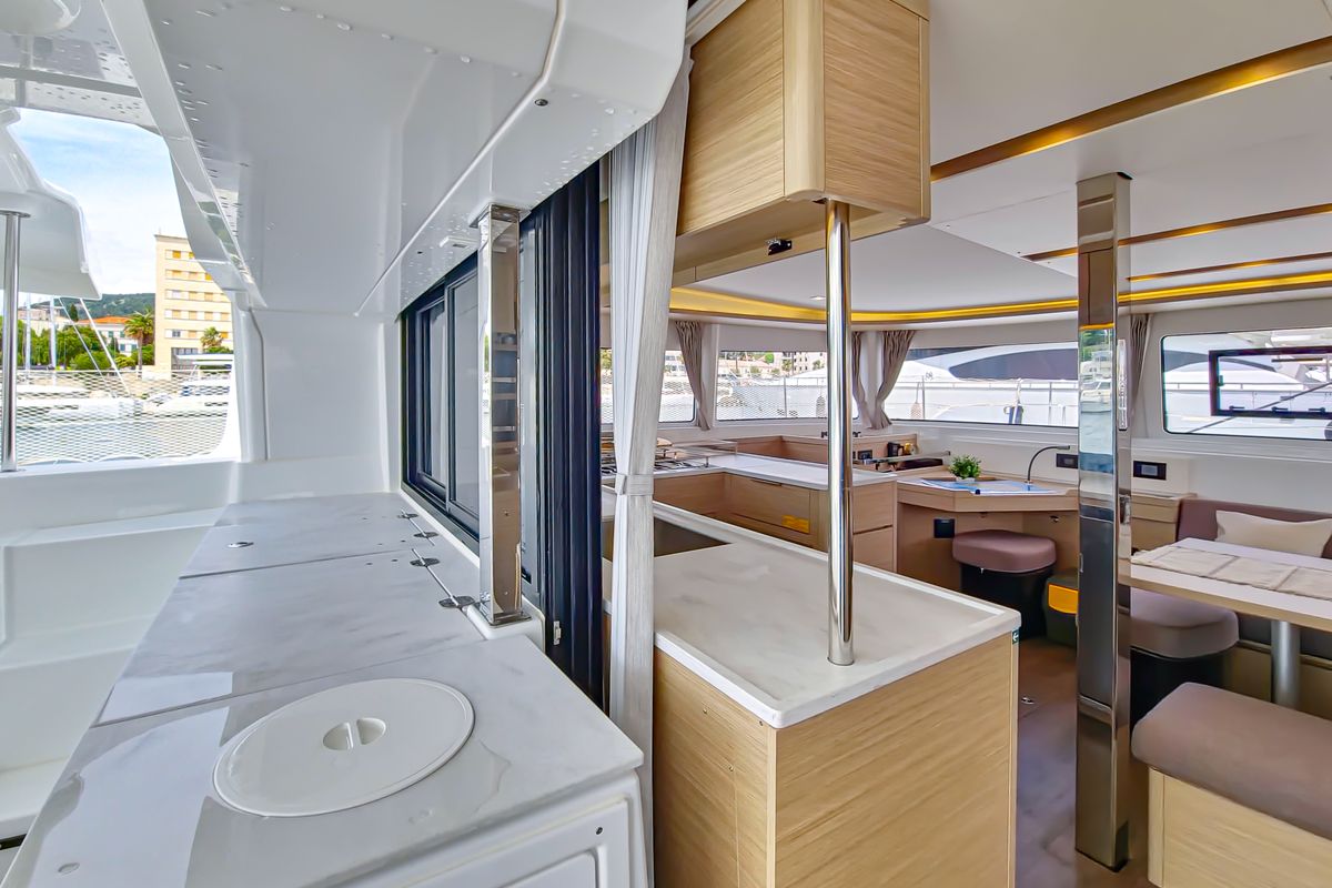 Galley of FELICITÀ, a Lagoon 46 catamaran at Split, Croatia