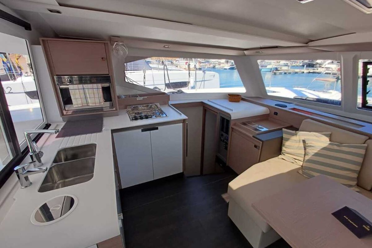Salon of My Tim, a Fountaine Pajot Isla 40 catamaran at Municipal Unit of Rhodes, Greece