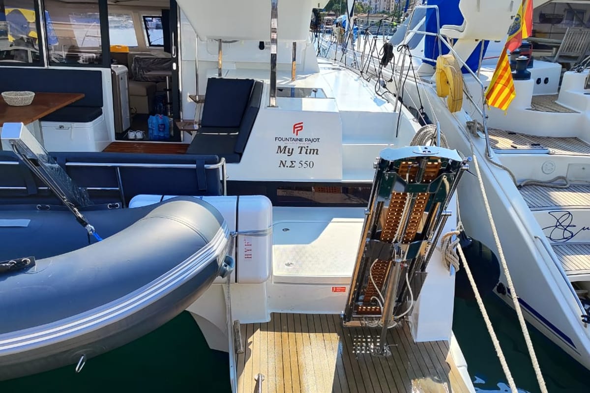 Deck of My Tim, a Fountaine Pajot Isla 40 catamaran at Municipal Unit of Rhodes, Greece
