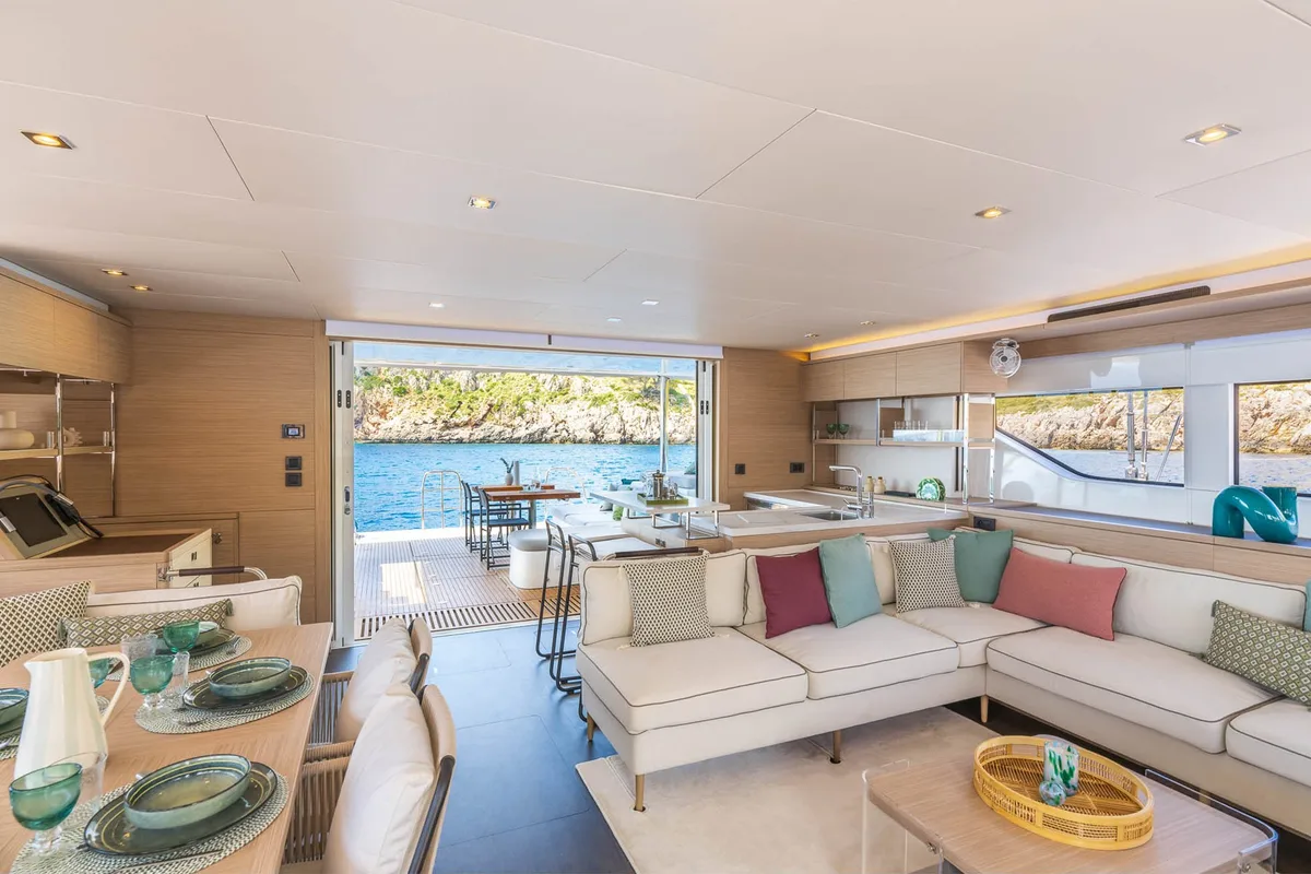 Salon of SAILUXE - Pac-one, a Lagoon 60 catamaran at Olbia, Italy