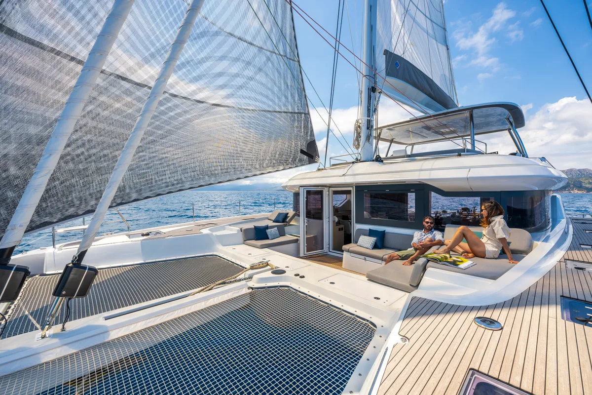 Exterior view of SAILUXE - Pac-one, a Lagoon 60 catamaran at Olbia, Italy