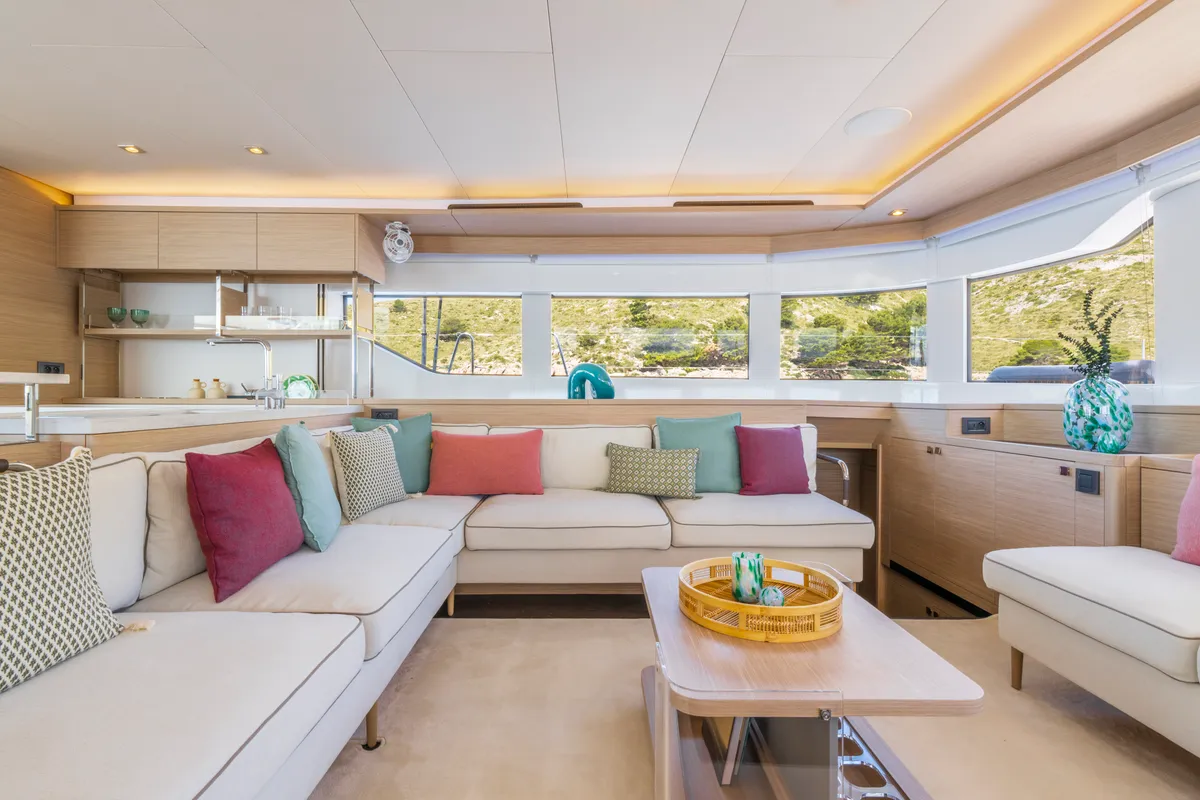 Salon of SAILUXE - Pac-one, a Lagoon 60 catamaran at Olbia, Italy