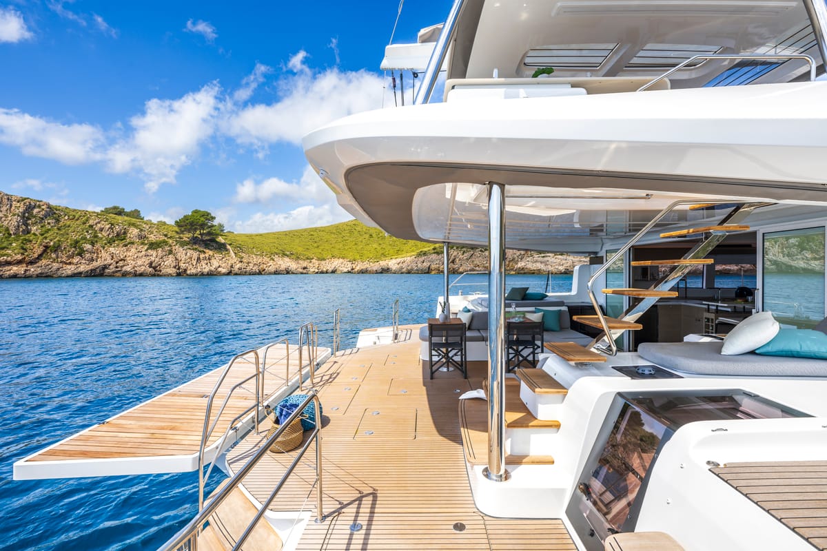 Exterior view of SAILUXE - Pac-one, a Lagoon 60 catamaran at Olbia, Italy
