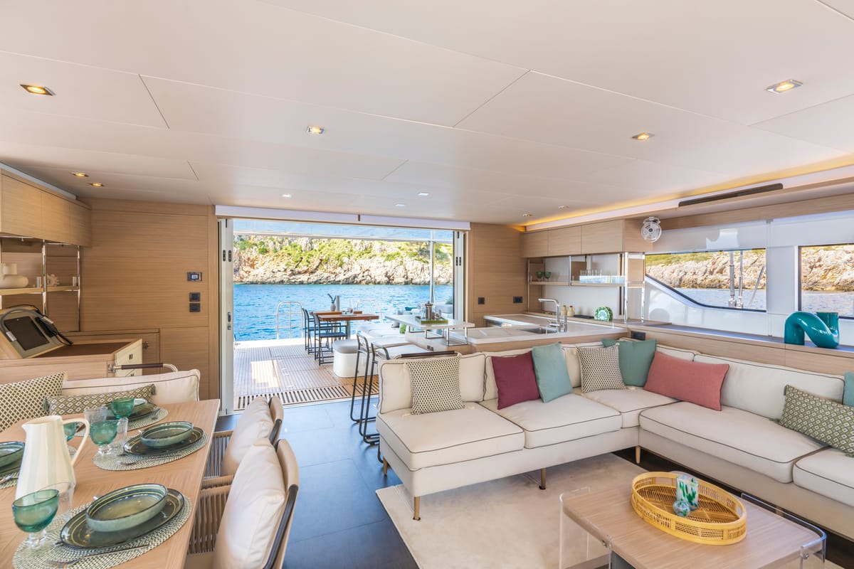 Salon of SAILUXE - Pac-one, a Lagoon 60 catamaran at Olbia, Italy