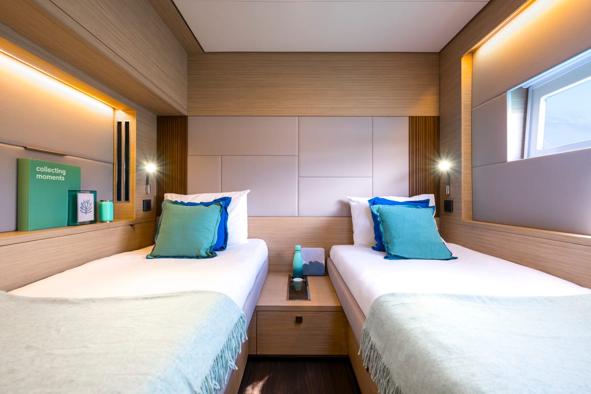 Cabin on SAILUXE - Pac-one, a Lagoon 60 catamaran at Olbia, Italy