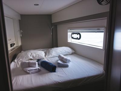 Cabin on Loxarel, a Bali 4.2 catamaran at Ibiza, Spain