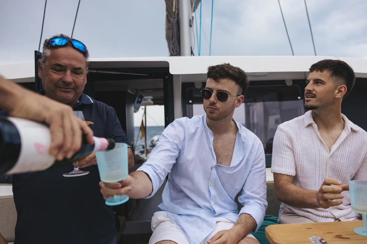 Deck of Loxarel, a Bali 4.2 catamaran at Ibiza, Spain