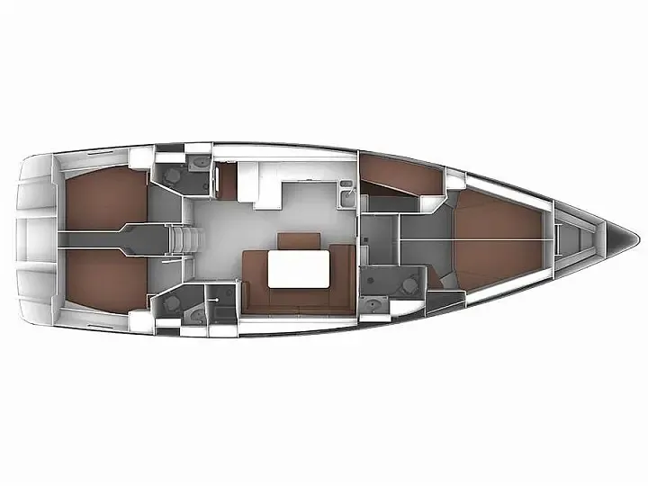 Floor plan of Bavaria Cr51 19, a Bavaria Bavaria Cruiser 51 sailboat at Athens, Greece