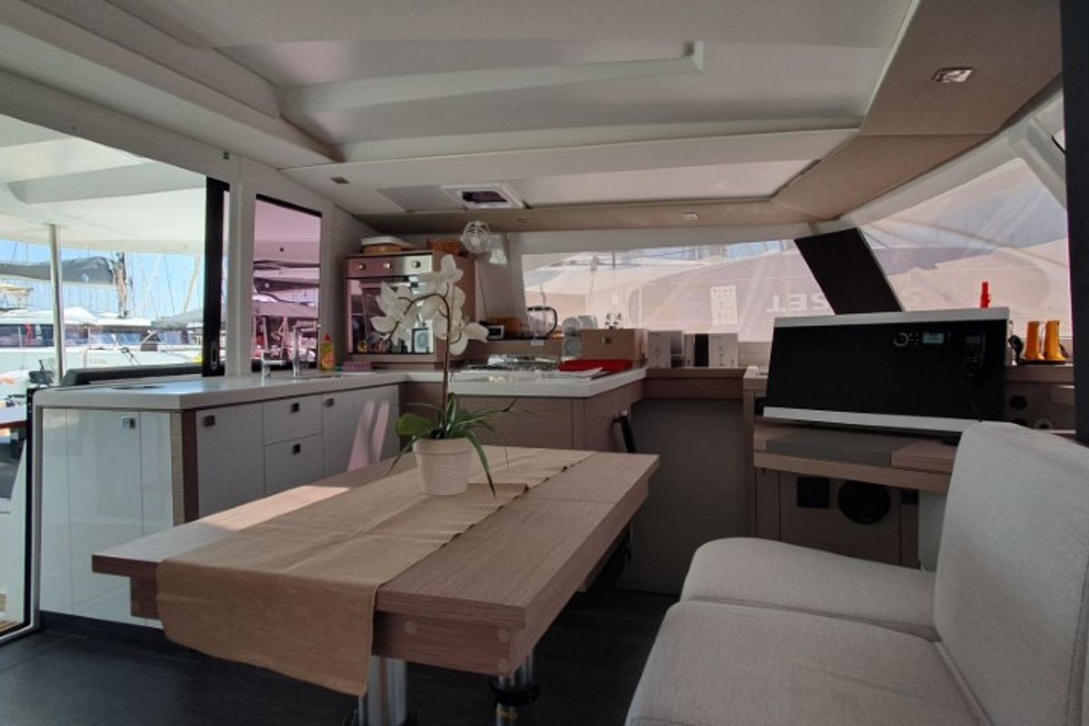 Salon of Crazy Diamond, a Fountaine Pajot Astrea 42 catamaran at Seget Donji, Croatia
