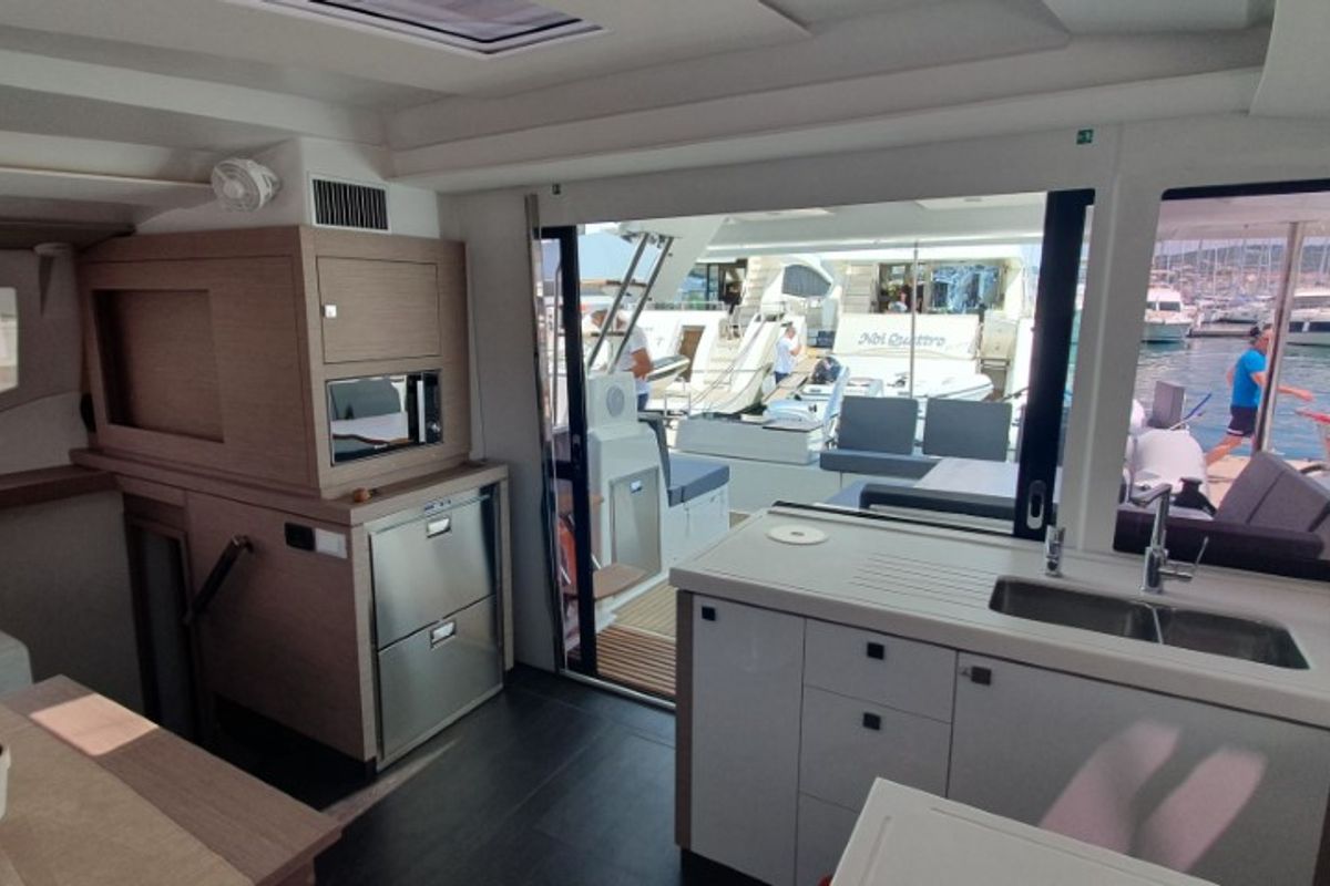 Galley of Crazy Diamond, a Fountaine Pajot Astrea 42 catamaran at Seget Donji, Croatia