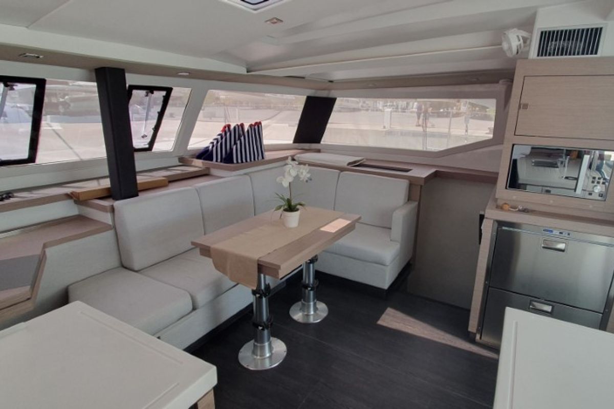 Salon of Crazy Diamond, a Fountaine Pajot Astrea 42 catamaran at Seget Donji, Croatia