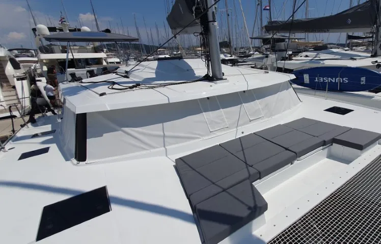 Deck of Crazy Diamond, a Fountaine Pajot Astrea 42 catamaran at Seget Donji, Croatia