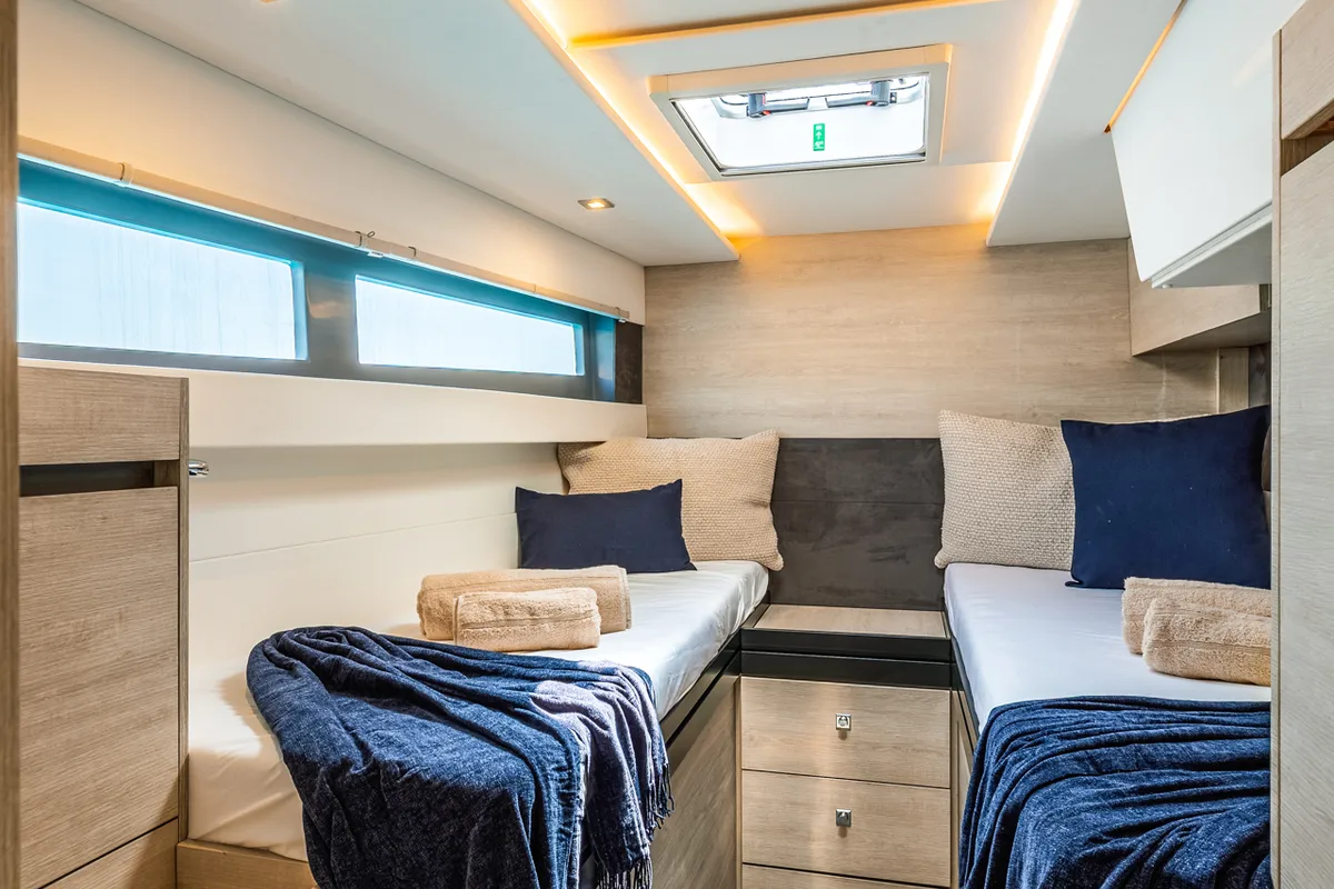 Cabin on WINDSEA, a Leopard 50 catamaran at Gouvia, Greece