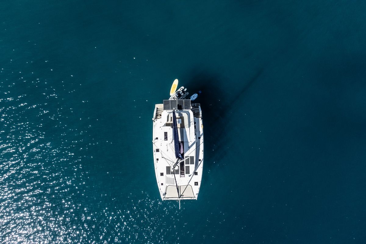 Exterior view of WINDSEA, a Leopard 50 catamaran at Gouvia, Greece