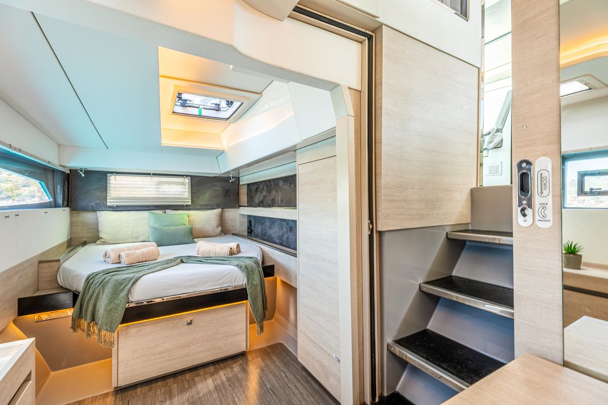 Cabin on WINDSEA, a Leopard 50 catamaran at Gouvia, Greece