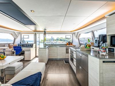 Galley of WINDSEA, a Leopard 50 catamaran at Gouvia, Greece