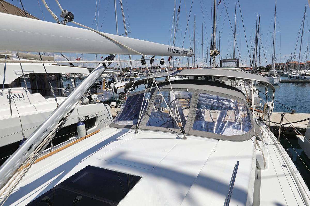 Deck of NIKE, a Hanse Yachts Hanse 418 sailboat at Novi Vinodolski, Croatia