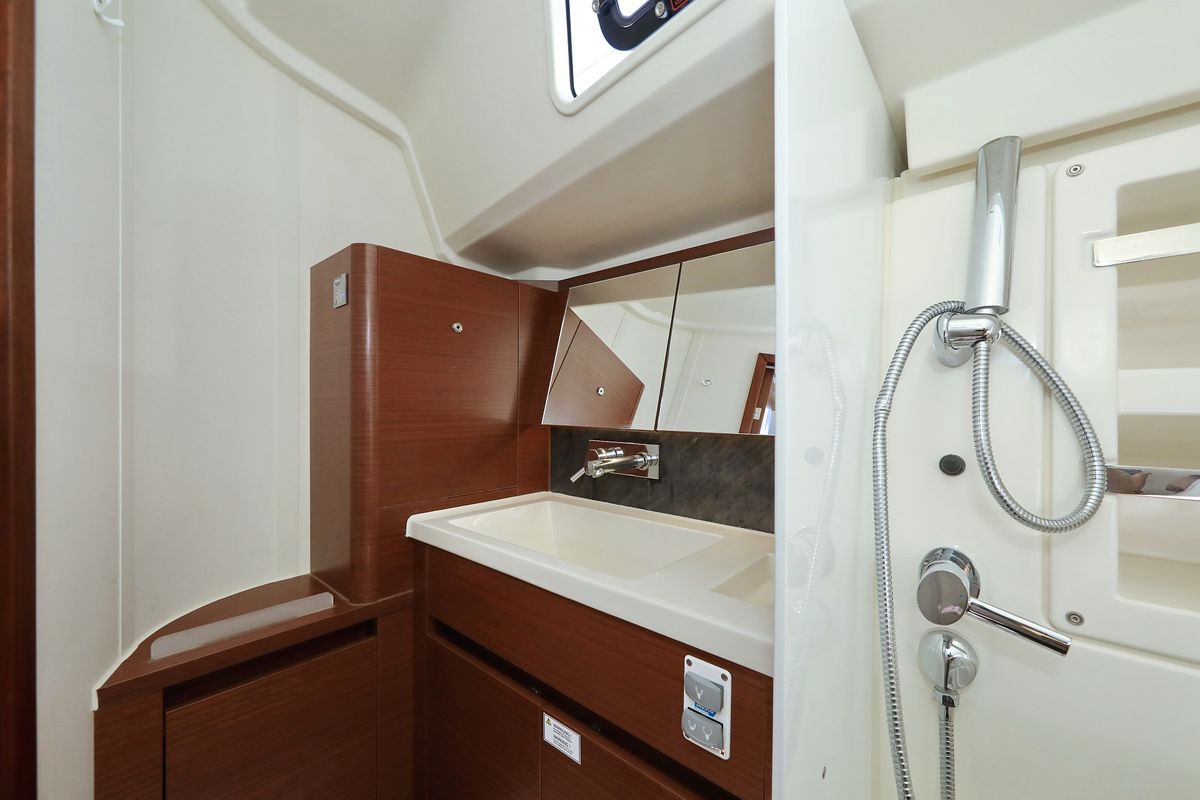 Head on NIKE, a Hanse Yachts Hanse 418 sailboat at Novi Vinodolski, Croatia