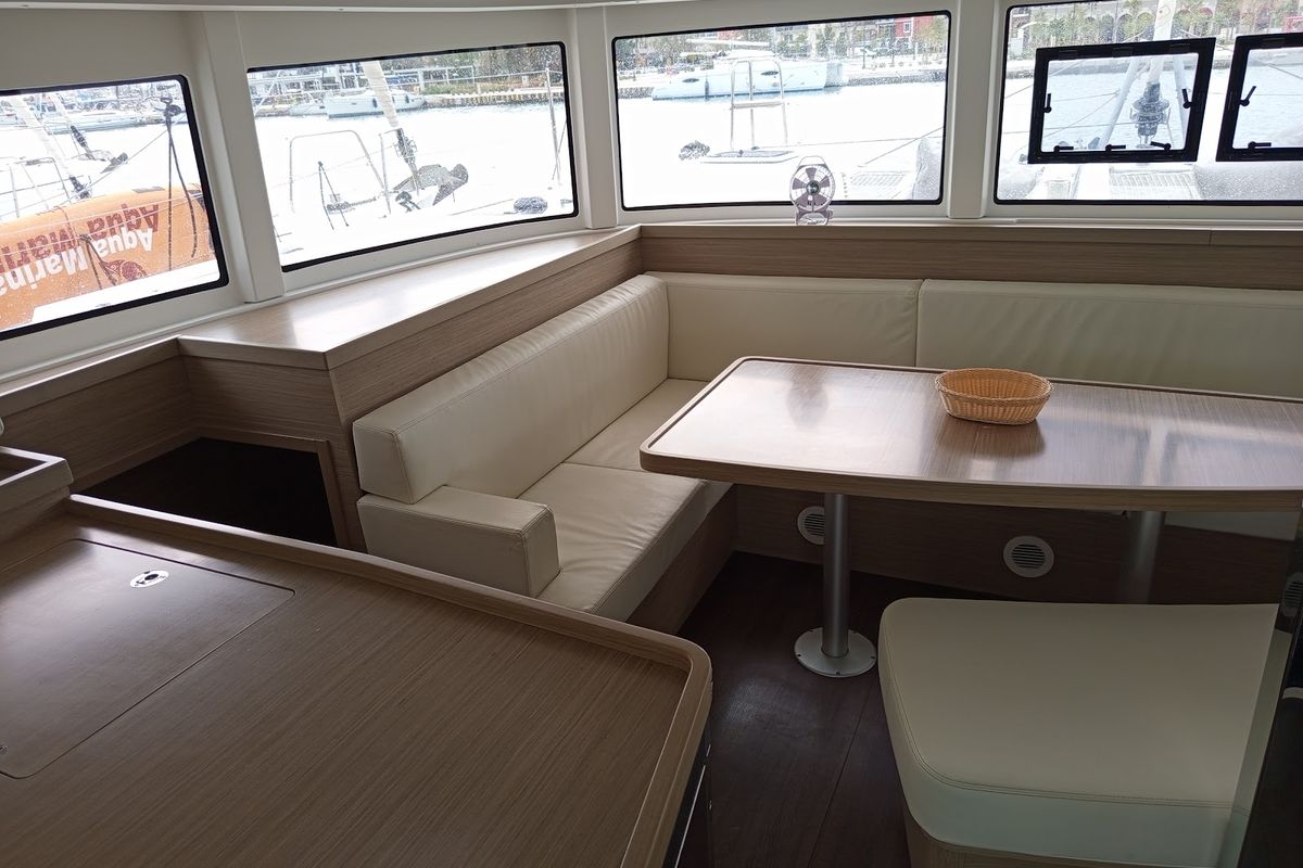 Salon of Zahira, a Lagoon 42 catamaran at Municipal Unit of Lefkada, Greece