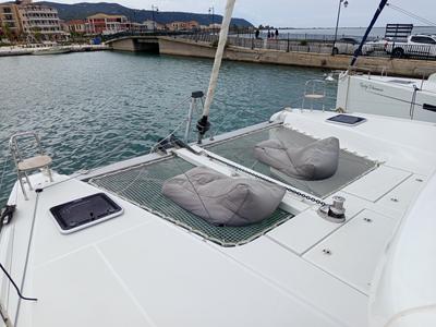 Deck of Zahira, a Lagoon 42 catamaran at Municipal Unit of Lefkada, Greece