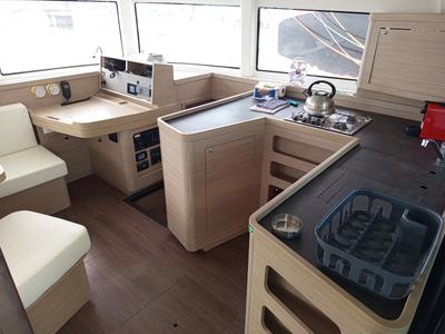 Galley of Zahira, a Lagoon 42 catamaran at Municipal Unit of Lefkada, Greece