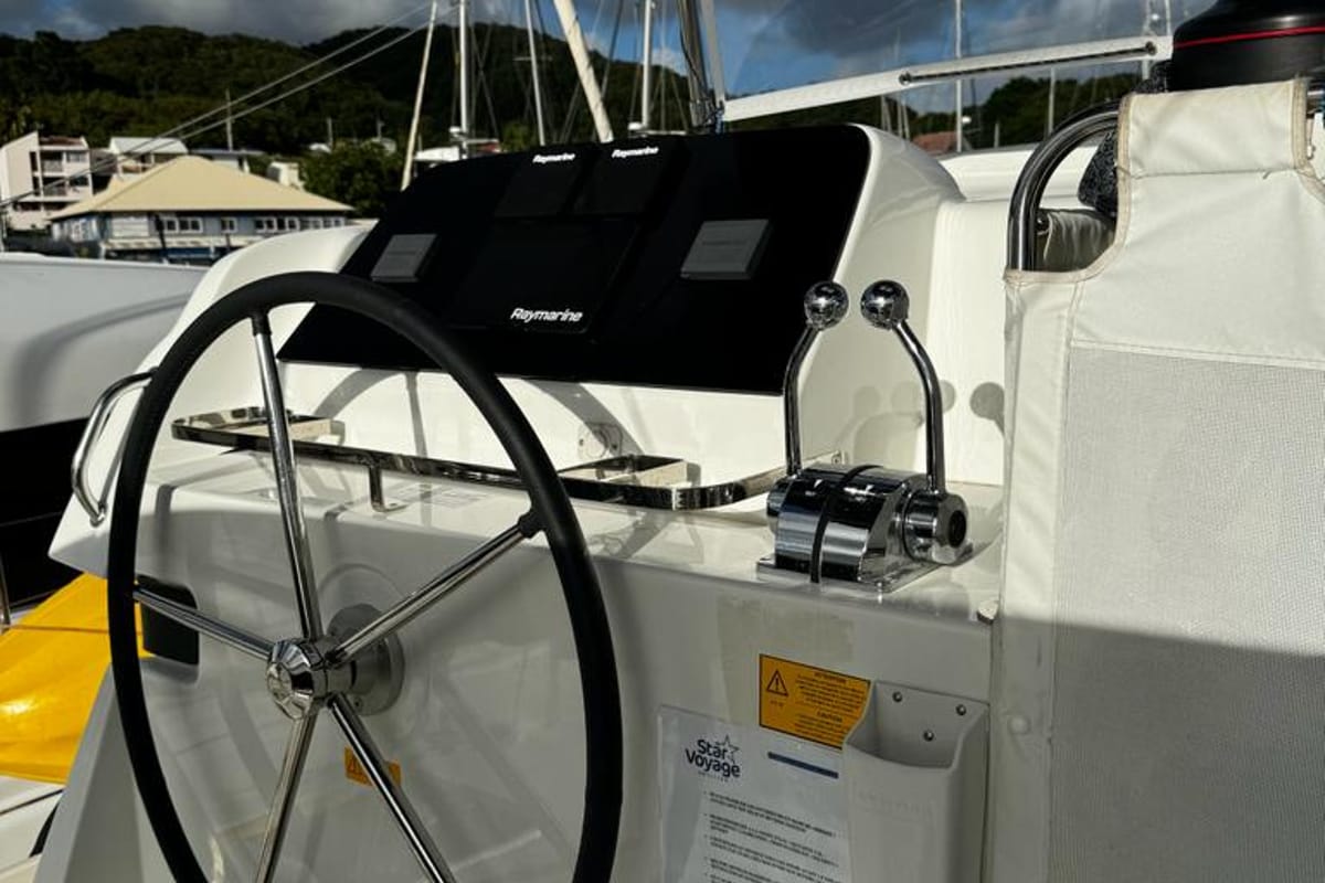 Cockpit of ULYS I, a Lagoon 42 catamaran at Alameda, United States