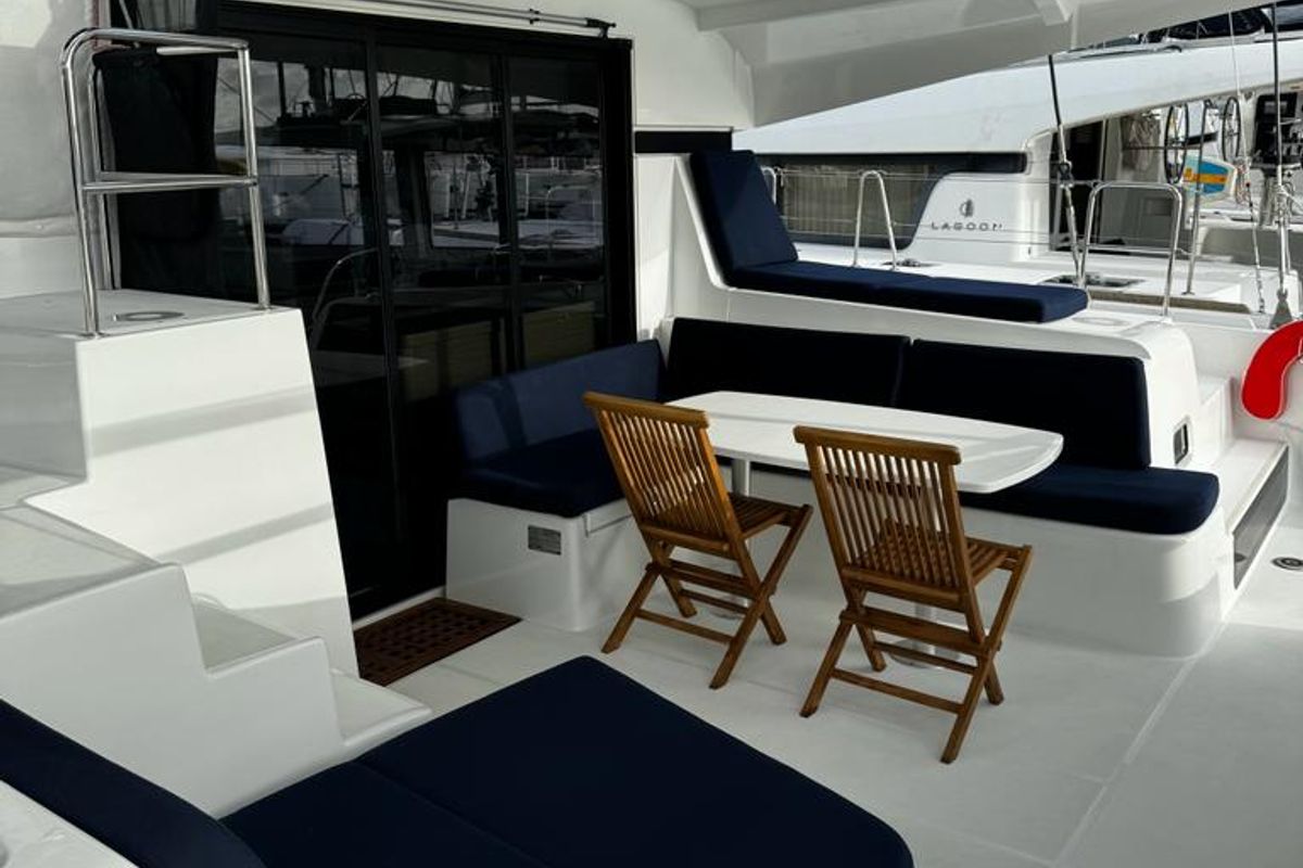 Deck of ULYS I, a Lagoon 42 catamaran at Alameda, United States