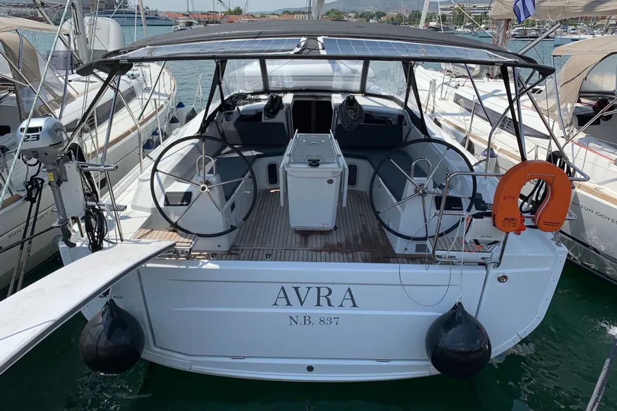 Cockpit of Avra, a Beneteau Oceanis 40.1 sailboat at Volos Municipality, Greece