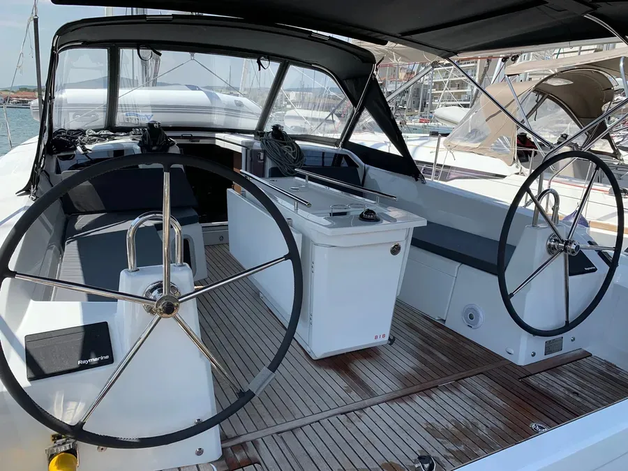 Cockpit of Avra, a Beneteau Oceanis 40.1 sailboat at Volos Municipality, Greece