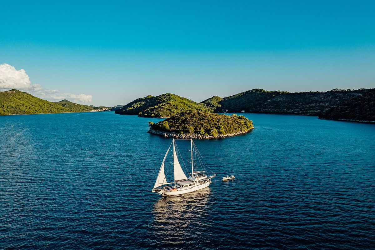 Exterior view of Maske, a Fethiye Shipyard Maske yacht at Grad Kaštela, Croatia