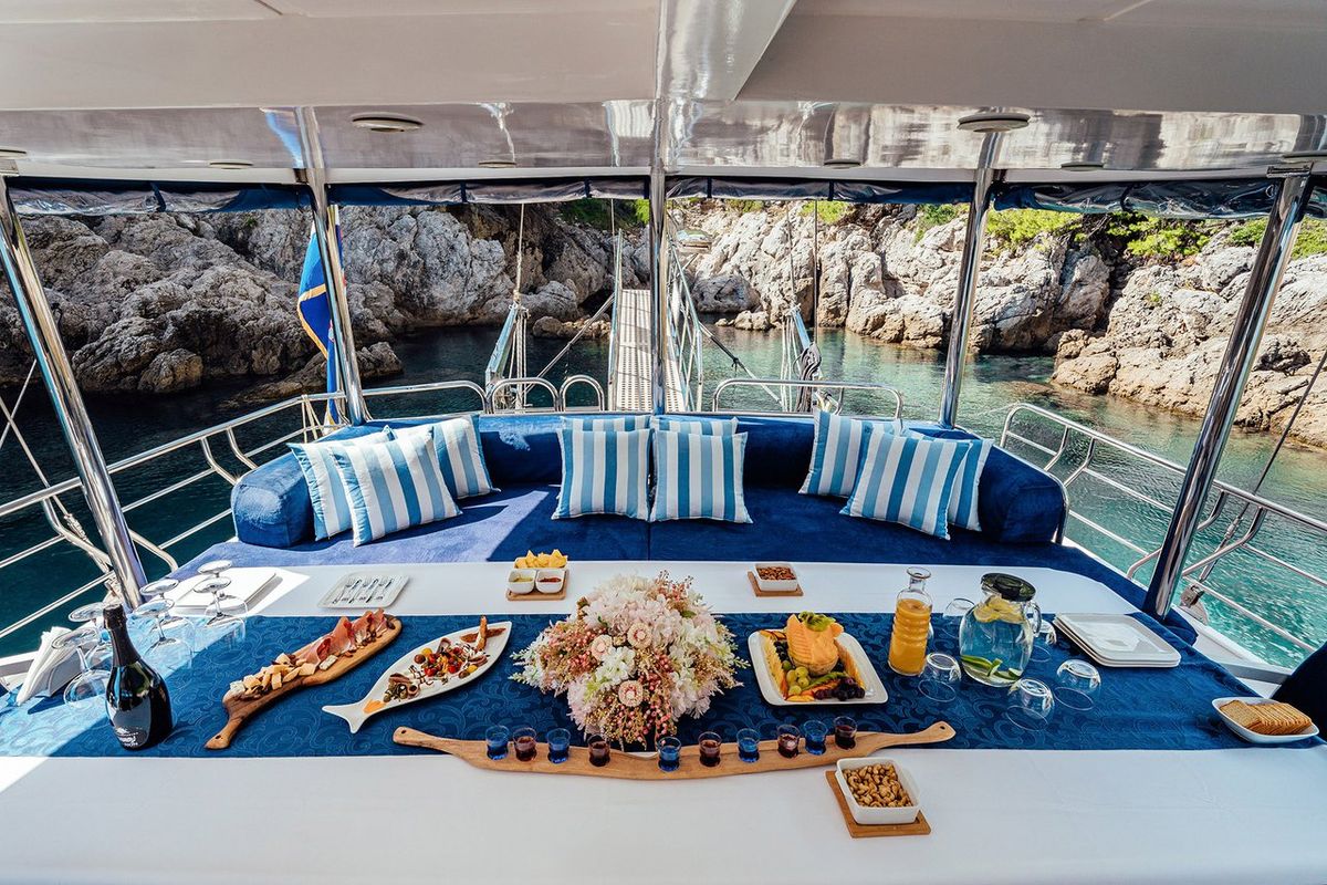 Deck of Maske, a Fethiye Shipyard Maske yacht at Grad Kaštela, Croatia
