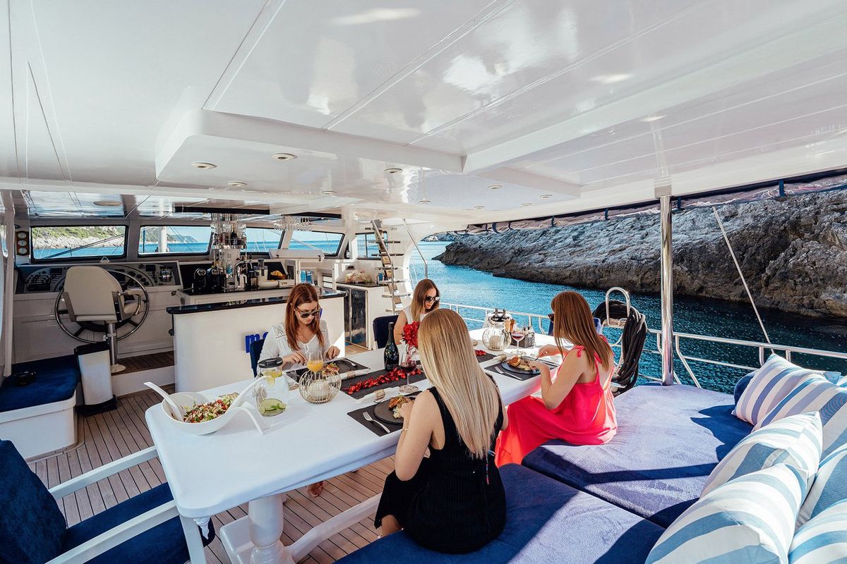 Deck of Maske, a Fethiye Shipyard Maske yacht at Grad Kaštela, Croatia