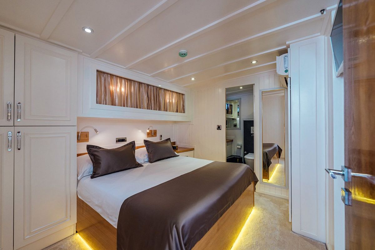 Cabin on Maske, a Fethiye Shipyard Maske yacht at Grad Kaštela, Croatia