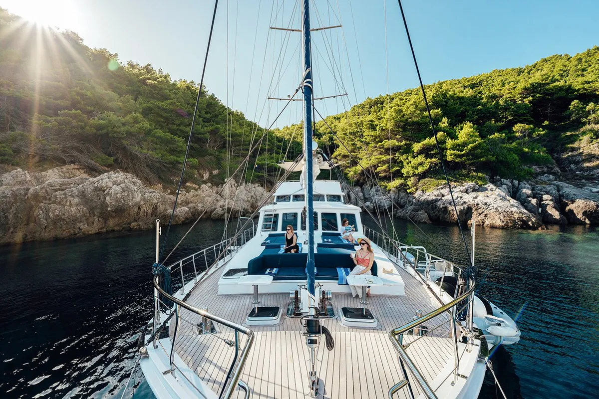Deck of Maske, a Fethiye Shipyard Maske yacht at Grad Kaštela, Croatia