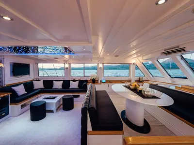 Salon of Maske, a Fethiye Shipyard Maske yacht at Grad Kaštela, Croatia