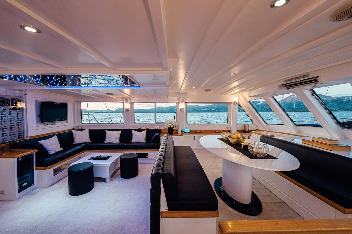 Salon of Maske, a Fethiye Shipyard Maske yacht at Grad Kaštela, Croatia