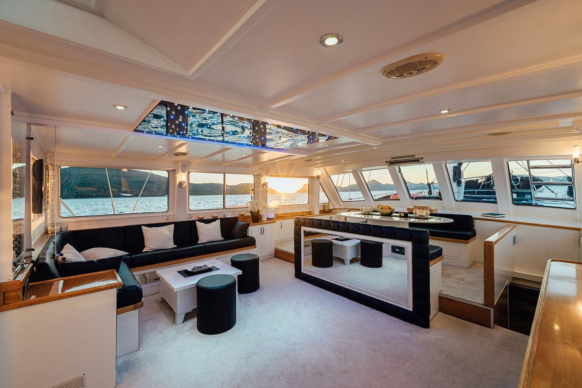 Salon of Maske, a Fethiye Shipyard Maske yacht at Grad Kaštela, Croatia