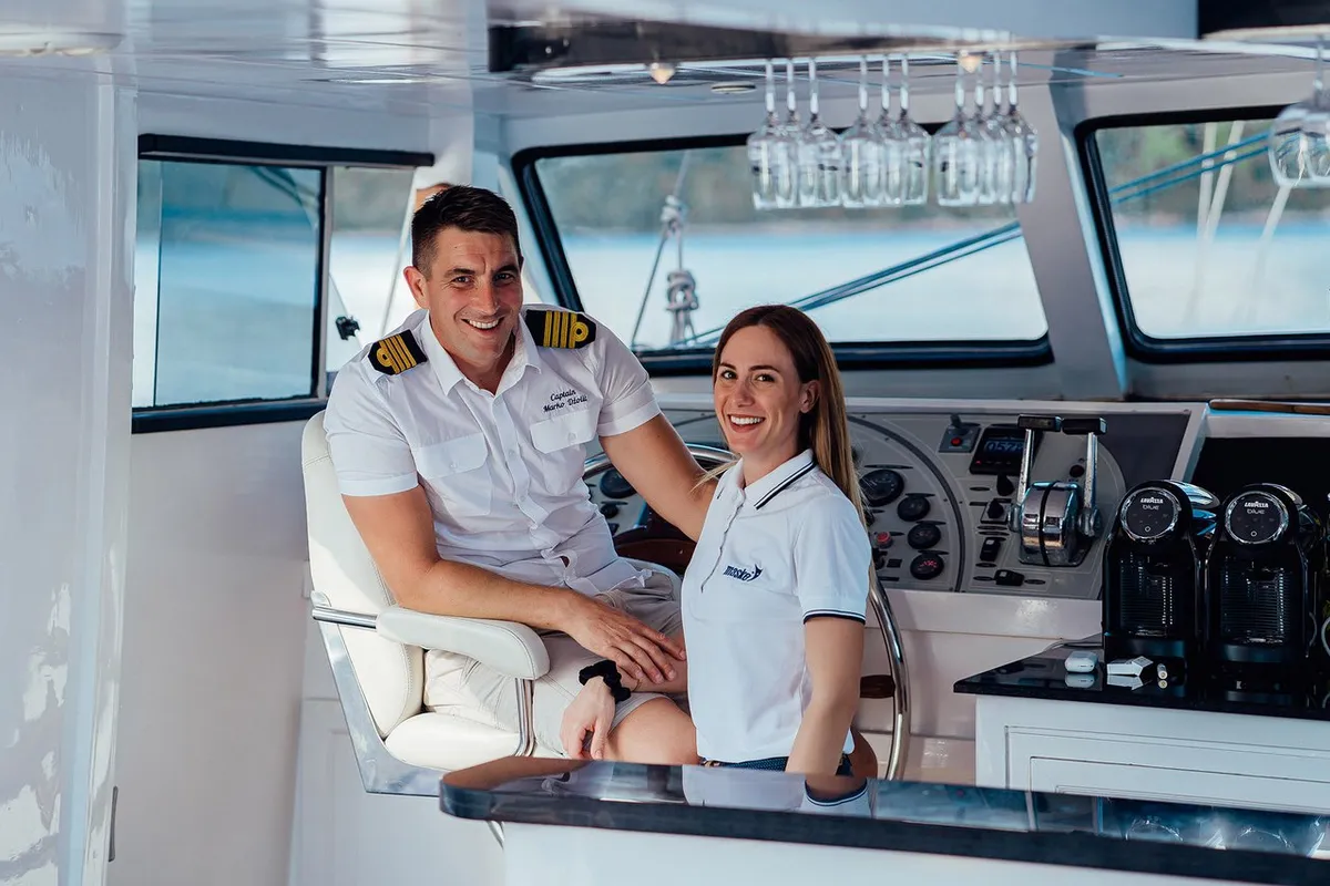 Cockpit of Maske, a Fethiye Shipyard Maske yacht at Grad Kaštela, Croatia