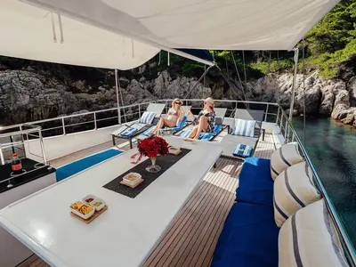 Deck of Maske, a Fethiye Shipyard Maske yacht at Grad Kaštela, Croatia