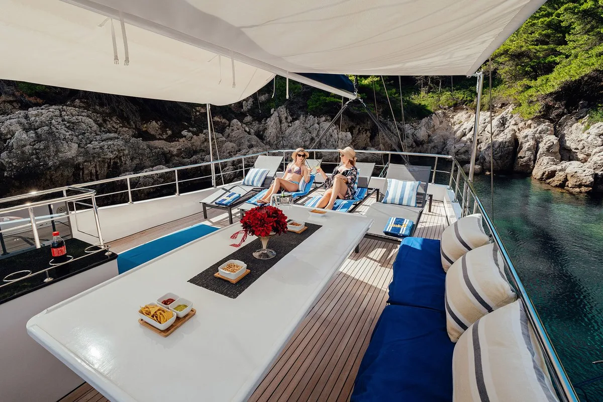 Deck of Maske, a Fethiye Shipyard Maske yacht at Grad Kaštela, Croatia