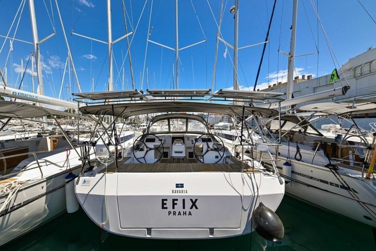Exterior view of EFIX, a Bavaria C45 sailboat at Zadar, Croatia