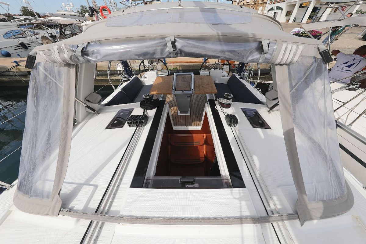 Cockpit of Seven, a Beneteau Oceanis 41.1 sailboat at Zadar, Croatia