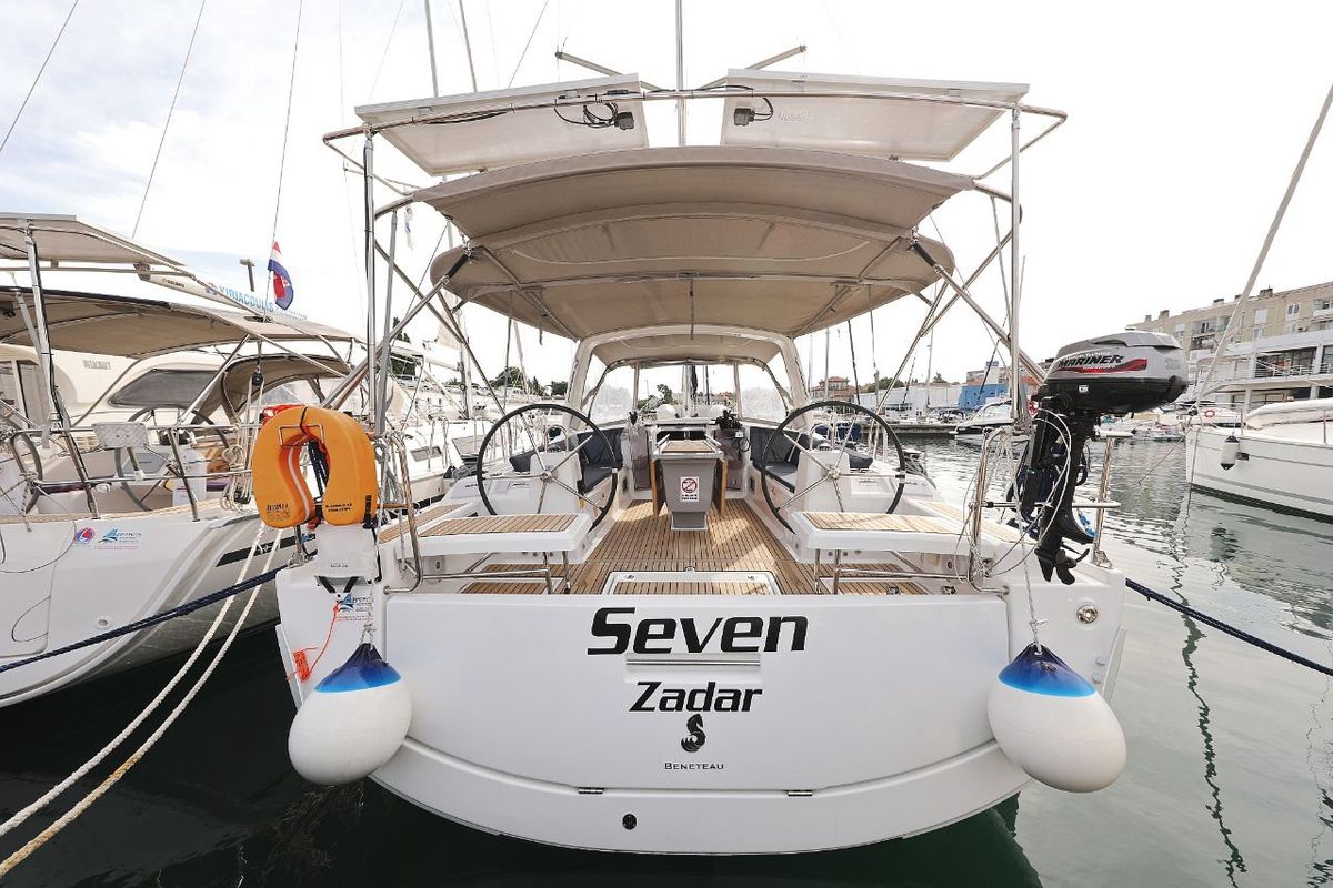 Exterior view of Seven, a Beneteau Oceanis 41.1 sailboat at Zadar, Croatia