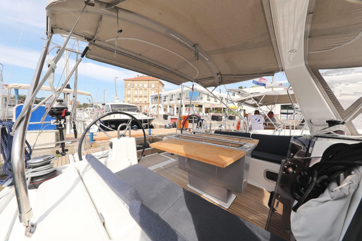 Cockpit of Seven, a Beneteau Oceanis 41.1 sailboat at Zadar, Croatia