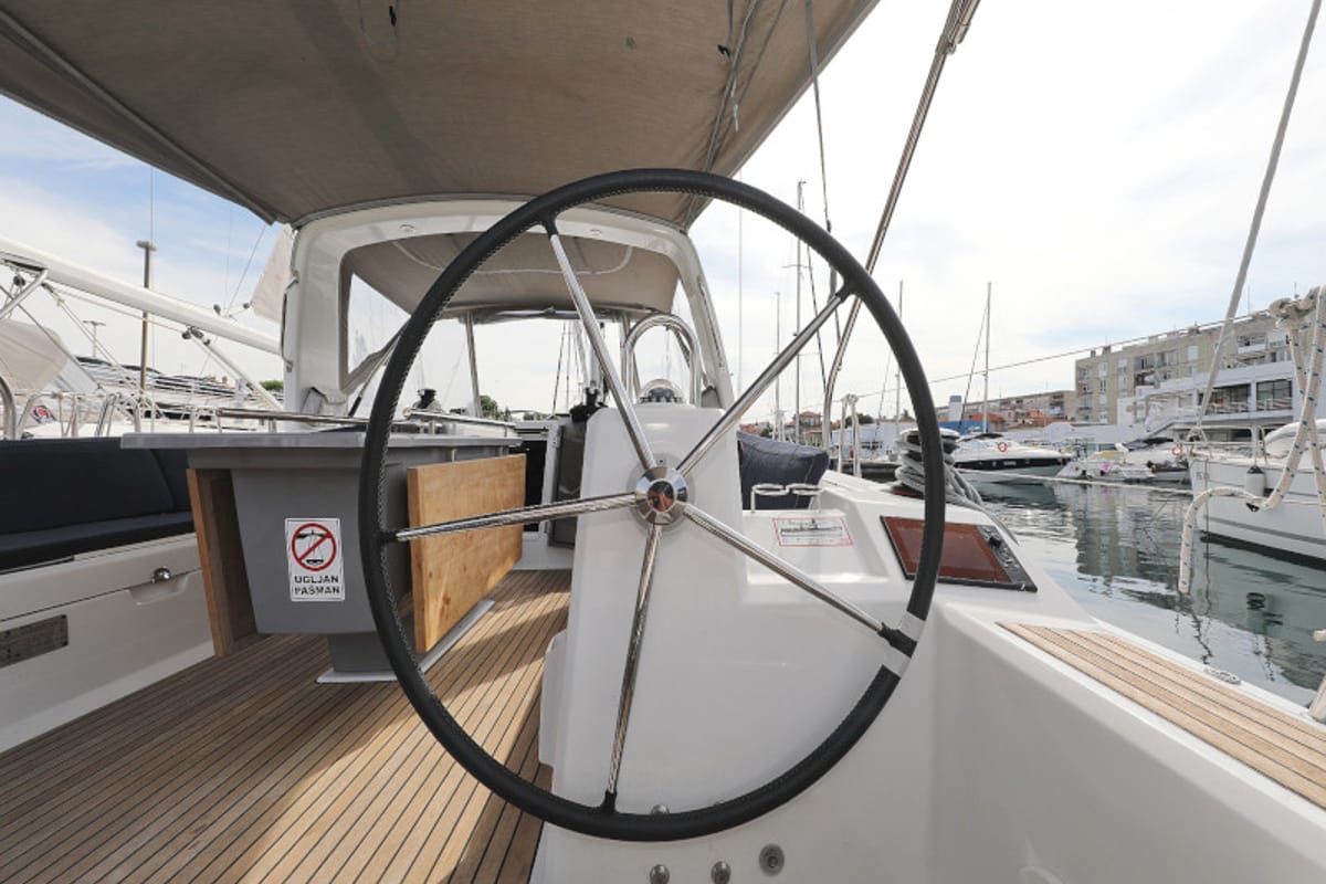Cockpit of Seven, a Beneteau Oceanis 41.1 sailboat at Zadar, Croatia