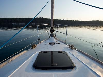 Deck of Tariq, a Elan Impression 40 sailboat at Mali Lošinj, Croatia