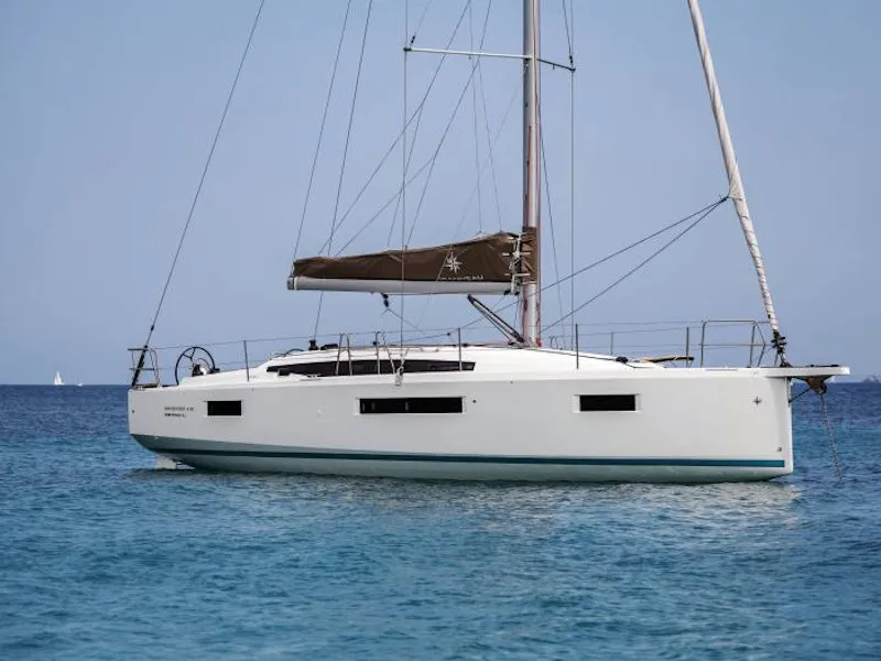 Exterior view of Meliti, a Jeanneau Sun Odyssey 410 sailboat at Municipal Unit of Lefkada, Greece