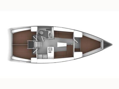 Floor plan of Francesca, a Bavaria Cruiser 37 sailboat at Punta Ala, Italy