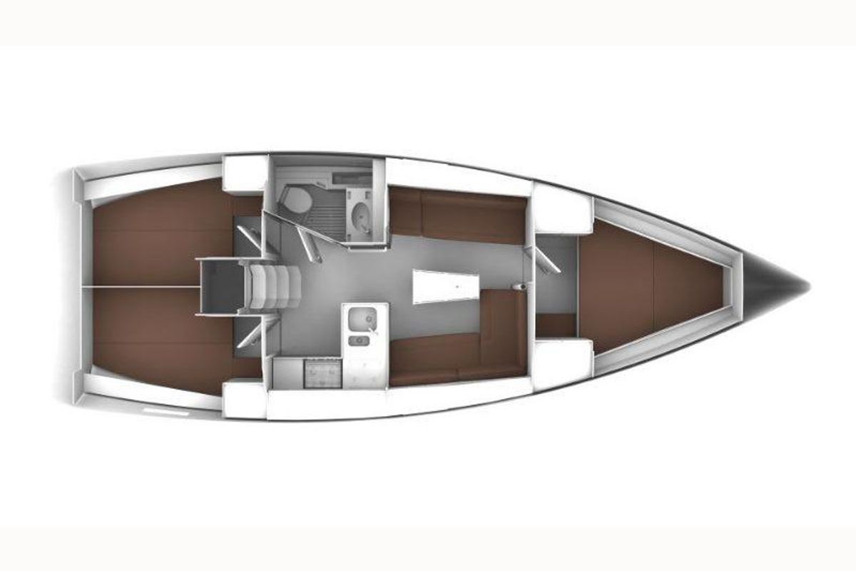 Floor plan of Francesca, a Bavaria Cruiser 37 sailboat at Punta Ala, Italy